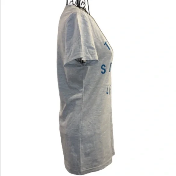 NWT Adidas Women’s Small Grey & Blue ‘Three Stripe Life’ Graphic T-Shirt - Picture 5 of 12